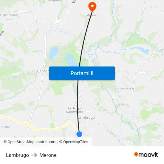 Lambrugo to Merone map