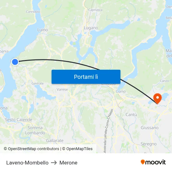 Laveno-Mombello to Merone map