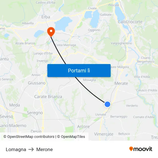 Lomagna to Merone map