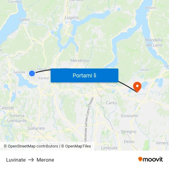 Luvinate to Merone map