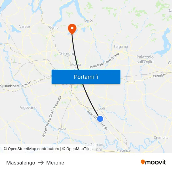 Massalengo to Merone map
