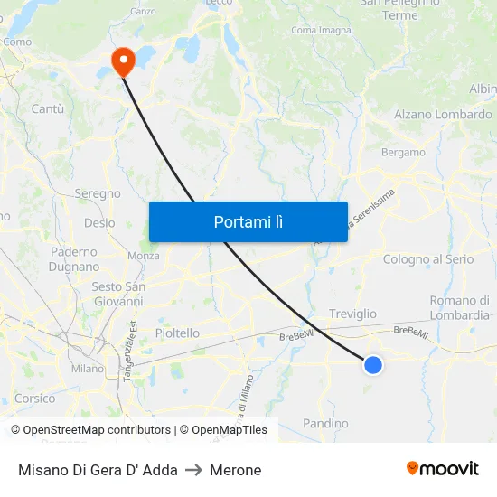 Misano Di Gera D' Adda to Merone map