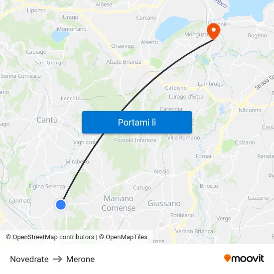 Novedrate to Merone map