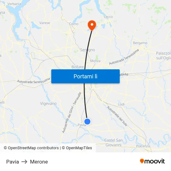 Pavia to Merone map