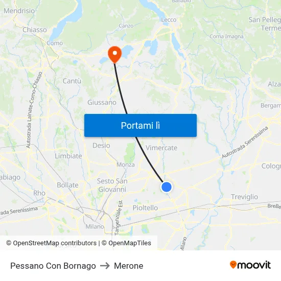 Pessano Con Bornago to Merone map
