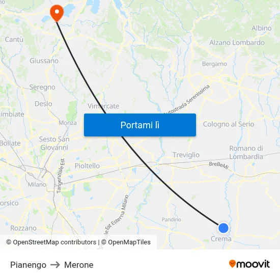 Pianengo to Merone map