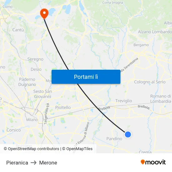 Pieranica to Merone map