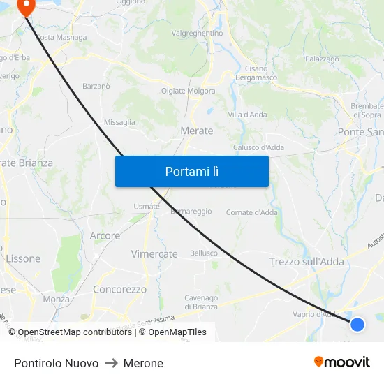 Pontirolo Nuovo to Merone map
