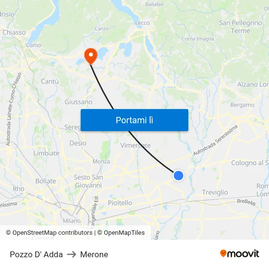 Pozzo D' Adda to Merone map