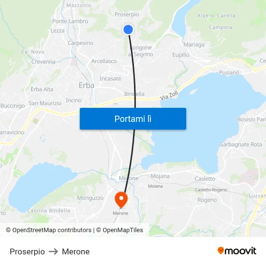 Proserpio to Merone map