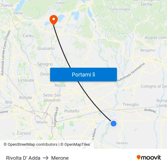 Rivolta D' Adda to Merone map