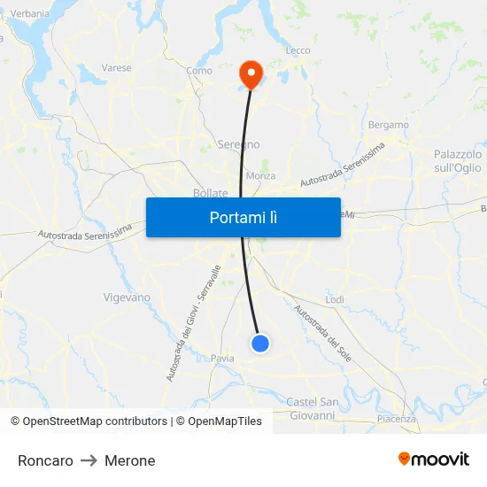 Roncaro to Merone map