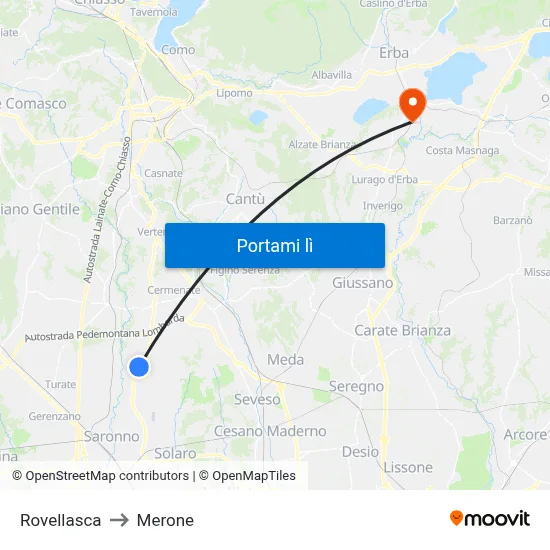 Rovellasca to Merone map
