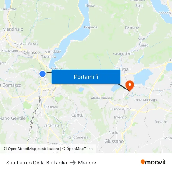 San Fermo Della Battaglia to Merone map