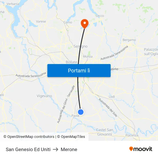 San Genesio Ed Uniti to Merone map