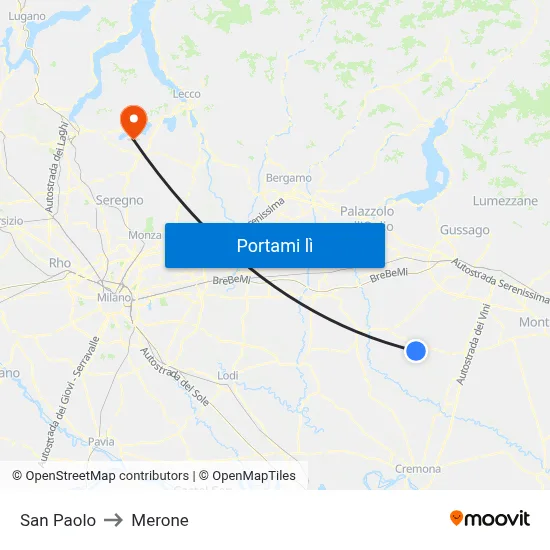 San Paolo to Merone map