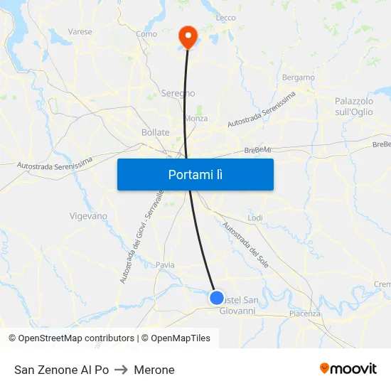 San Zenone Al Po to Merone map