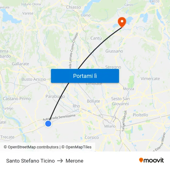 Santo Stefano Ticino to Merone map