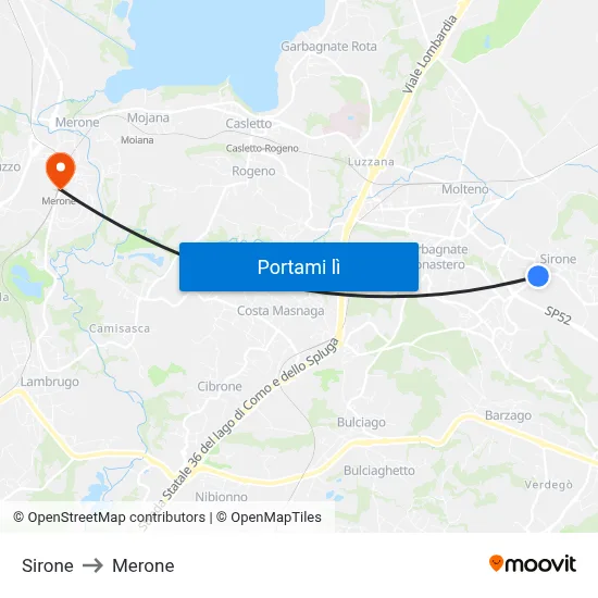 Sirone to Merone map