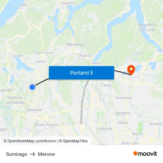 Sumirago to Merone map