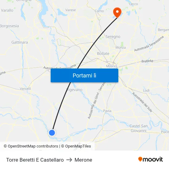Torre Beretti E Castellaro to Merone map