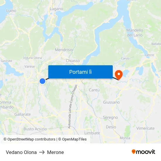 Vedano Olona to Merone map