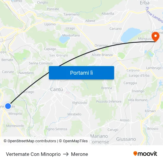 Vertemate Con Minoprio to Merone map