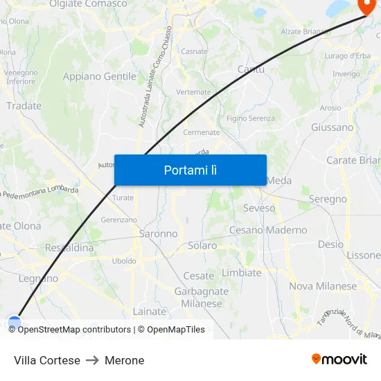 Villa Cortese to Merone map
