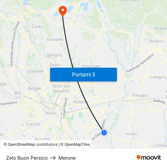 Zelo Buon Persico to Merone map