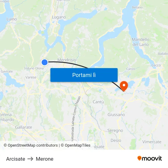 Arcisate to Merone map