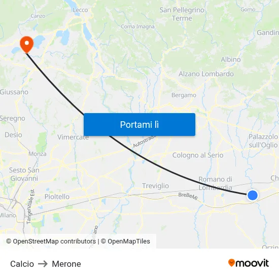 Calcio to Merone map