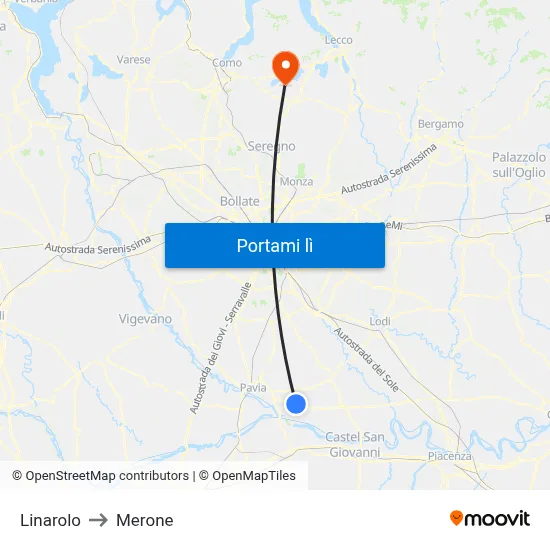 Linarolo to Merone map