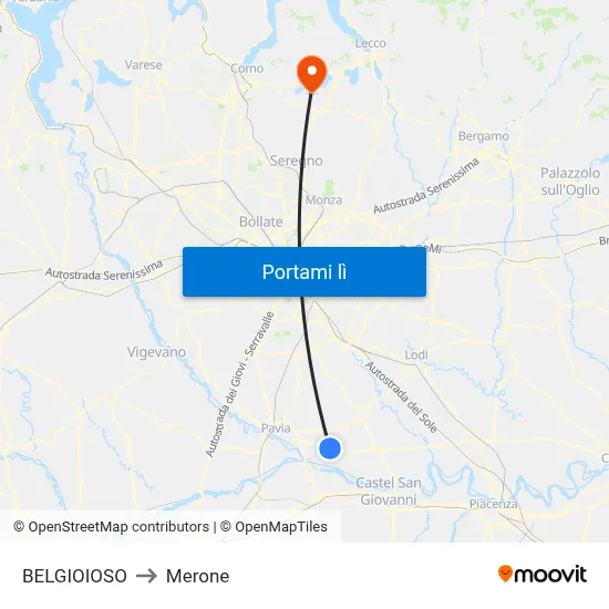 BELGIOIOSO to Merone map