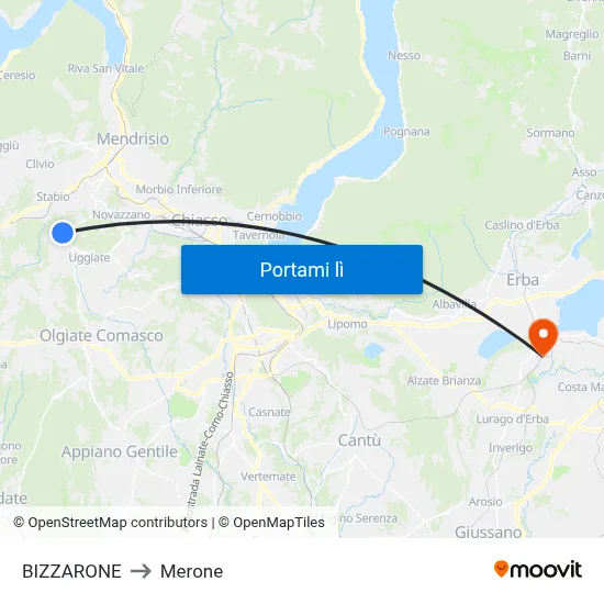 BIZZARONE to Merone map