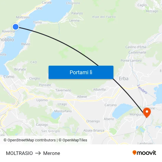 MOLTRASIO to Merone map