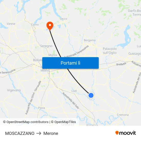 MOSCAZZANO to Merone map