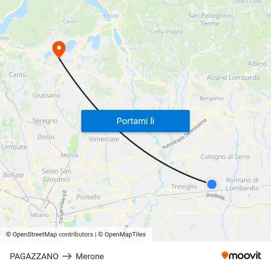 PAGAZZANO to Merone map