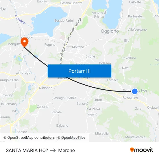 SANTA MARIA HO? to Merone map