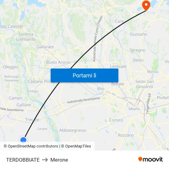 TERDOBBIATE to Merone map