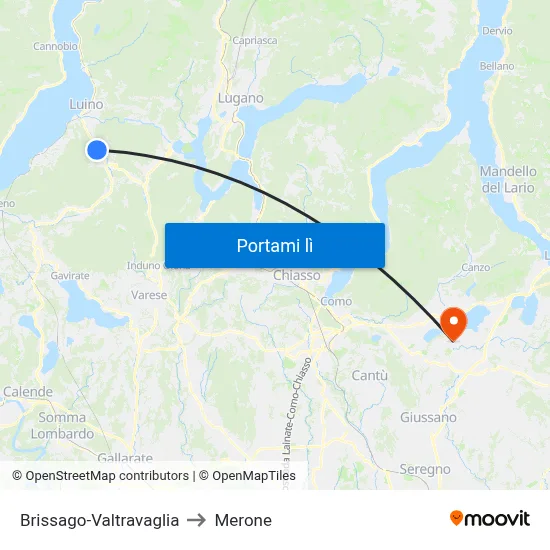 Brissago-Valtravaglia to Merone map