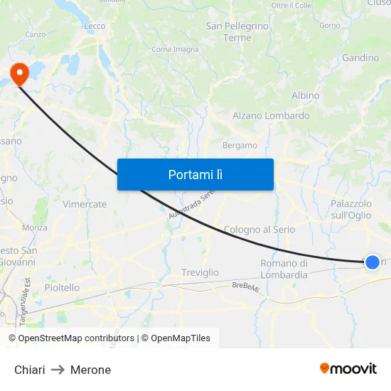Chiari to Merone map