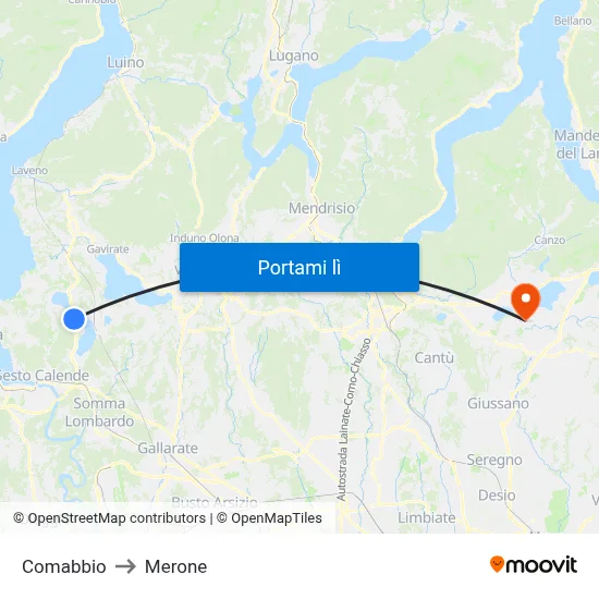 Comabbio to Merone map