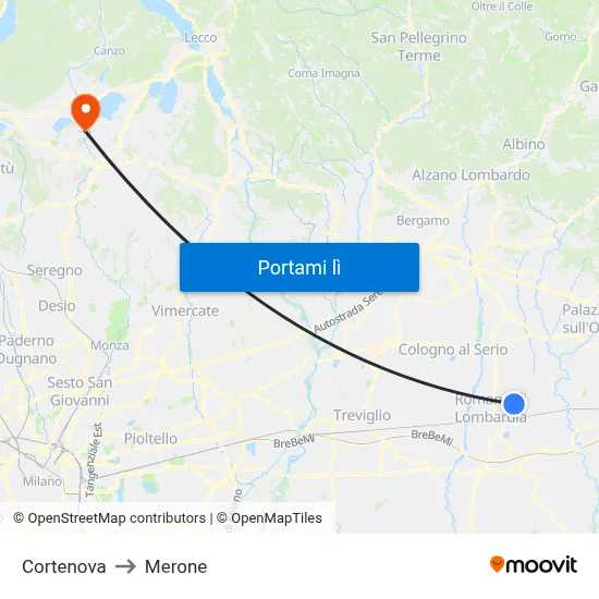 Cortenova to Merone map