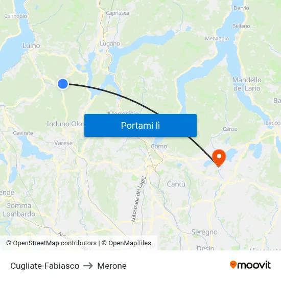 Cugliate-Fabiasco to Merone map