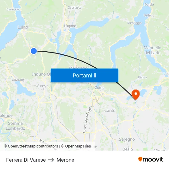 Ferrera Di Varese to Merone map