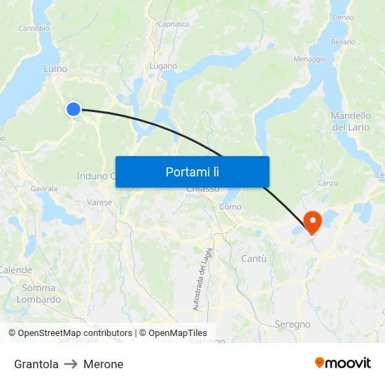 Grantola to Merone map