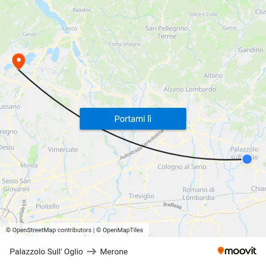 Palazzolo Sull' Oglio to Merone map