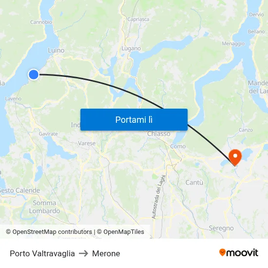 Porto Valtravaglia to Merone map