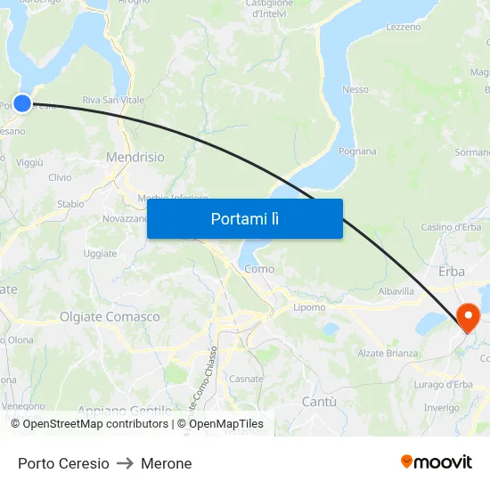 Porto Ceresio to Merone map