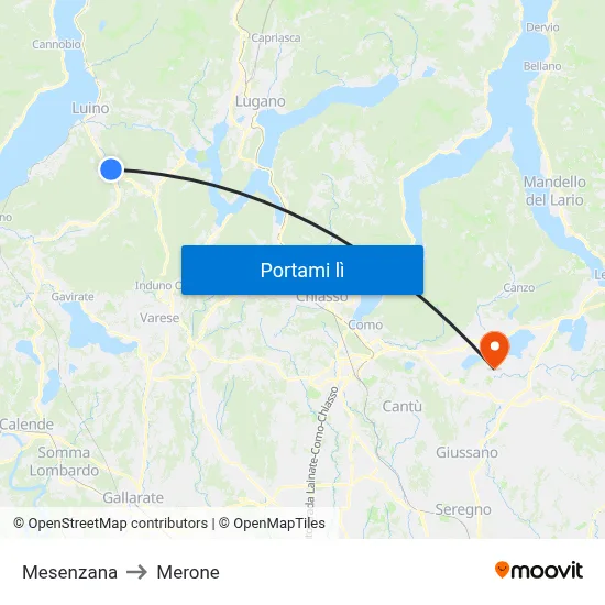Mesenzana to Merone map